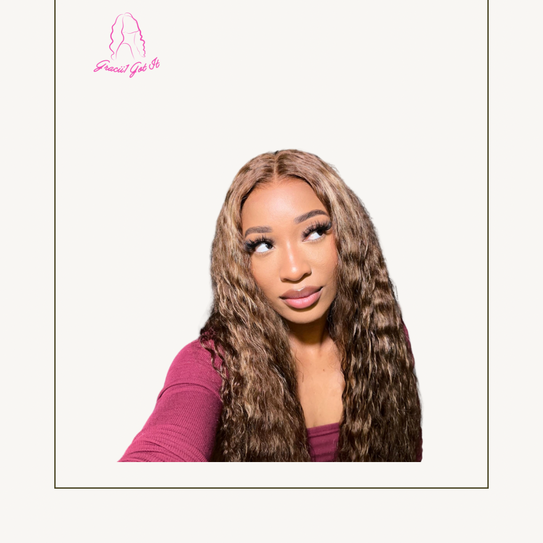 Gracii1 Got It! Refreshed & Renewed Glueless 13X4 HD Lace 26 Inches Honey Blonde Highlight Water Wave Wig