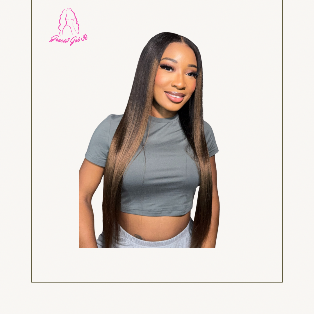 Gracii1 Got It! Refreshed & Renewed 13X6 Ombré Chestnut Brown Yaki Straight Ready To Wear Wig