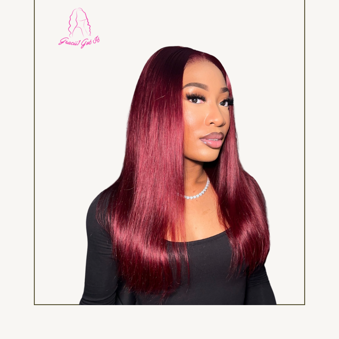 Gracii1 Got It! Refreshed & Renewed 99J 5X6 HD Lace Straight 16 Inches Glueless Wig