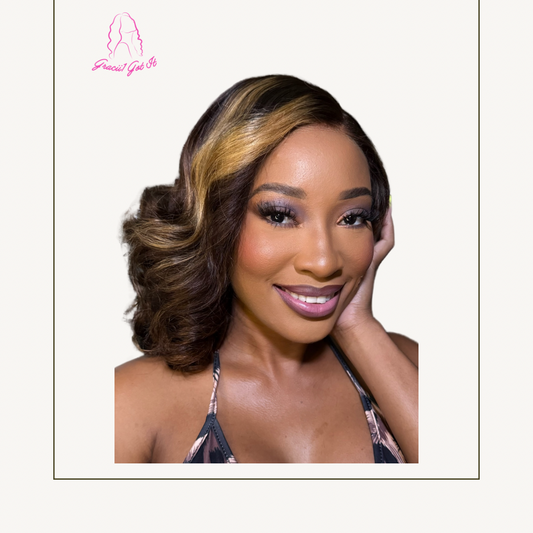 Gracii1 Got It! Refreshed & Renewed Blonde Highlight Bob PreCurled BodyWave Glueless Ready To Wear 6X5 HD Lace Closure 14 Inches Wig